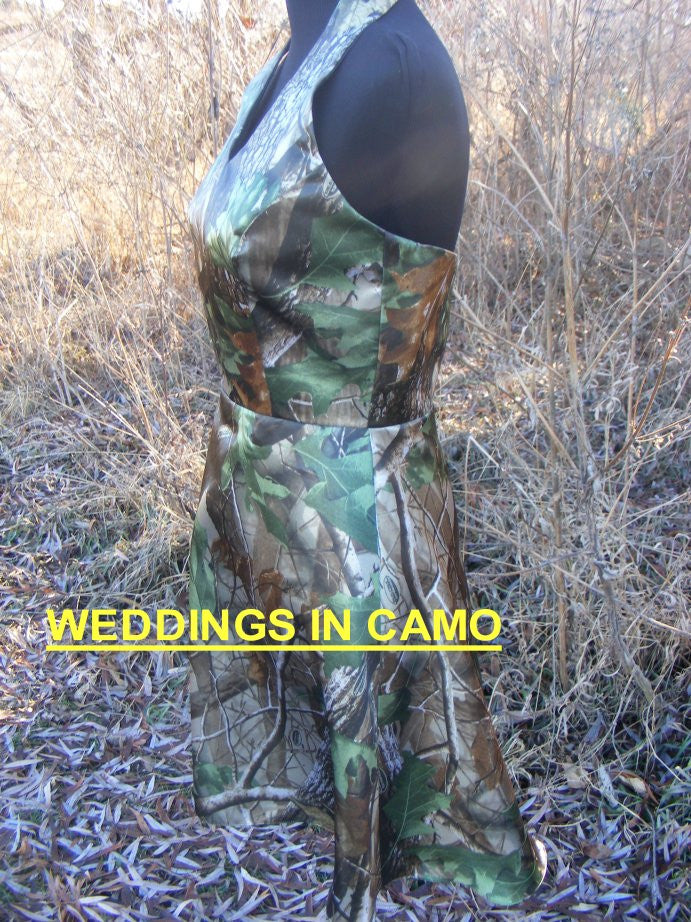 short camo bridesmaid dress